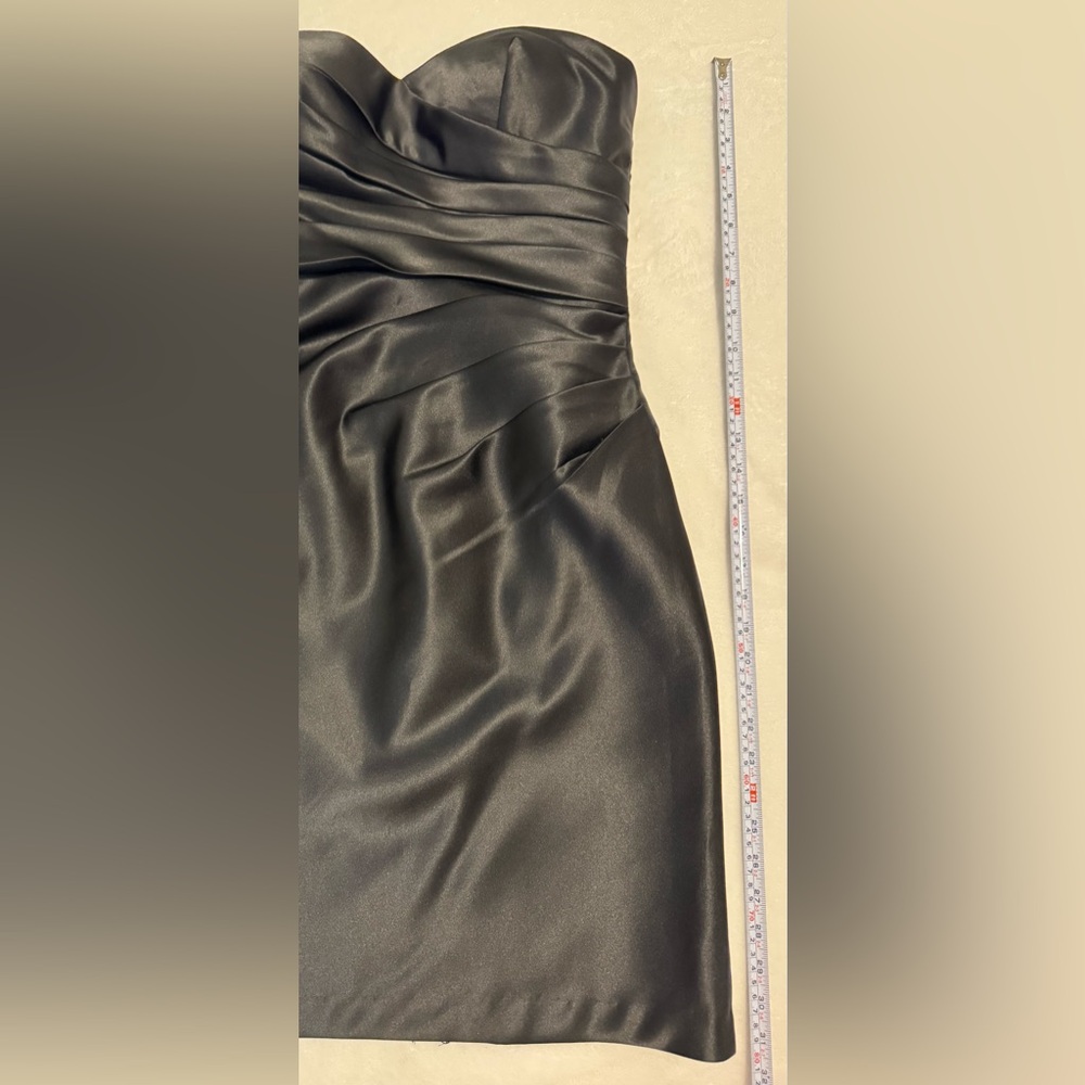 NEW Bill Levkoff Black Satin Strapless Cocktail Party Evening Prom Dress Size 6 - Picture 9 of 9